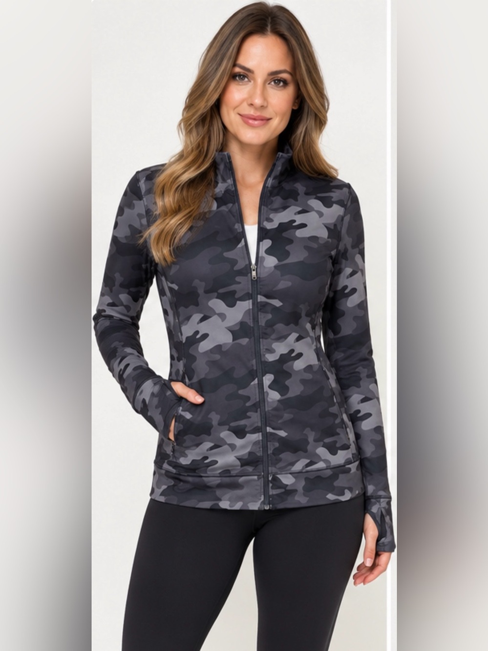 Lolë Camo Full Zip Performance Jacket Women’s XL Grey Black